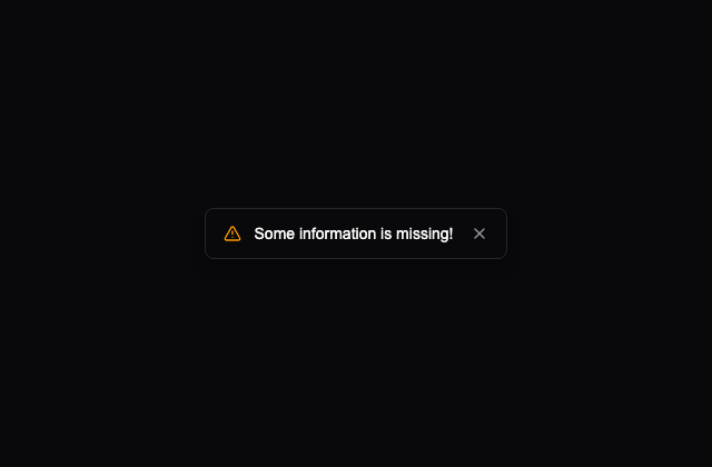 닫기 버튼이 있는 경고 · Origin UI 정적 미리보기