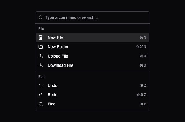 Simple Command List · Myna UI 정적 미리보기