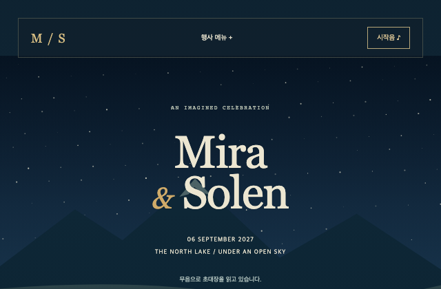 별밤 풍경과 두 줄 행사 초대장 정적 미리보기