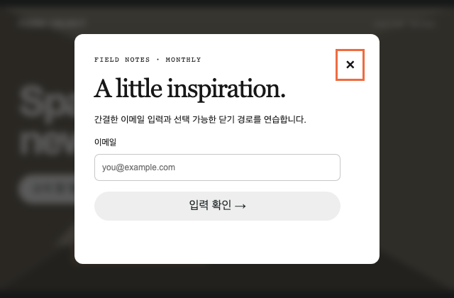 흐린 배경 위 선택형 구독 창 정적 미리보기