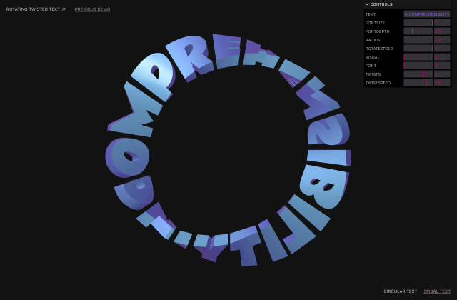 Rotating Twisted 3D Typography with Three.js and Shaders 정적 미리보기