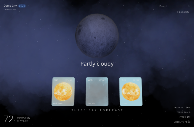 Creating an Immersive 3D Weather Visualization with React Three Fiber 정적 미리보기