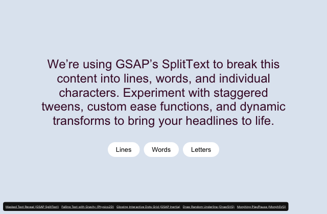 From SplitText to MorphSVG: 5 Creative Demos Using Free GSAP Plugins 정적 미리보기