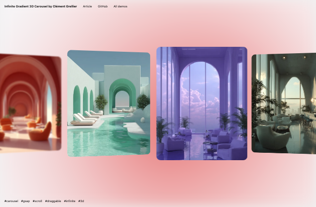 Building a 3D Infinite Carousel with Reactive Background Gradients 정적 미리보기