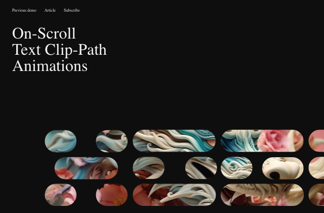 Experimental On-Scroll Text Animations with SVG Clip-Path 정적 미리보기