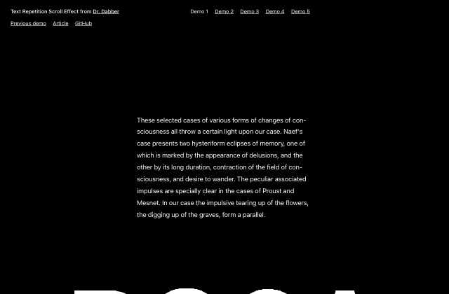 On-Scroll Text Repetition Animation 정적 미리보기