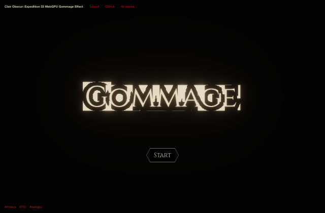 WebGPU Gommage Effect: Dissolving MSDF Text into Dust and Petals with Three.js & TSL 정적 미리보기