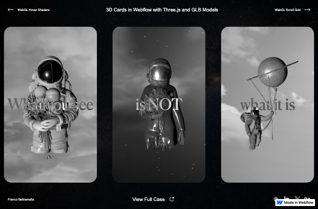 Building Interactive 3D Cards in Webflow with Three.js 정적 미리보기
