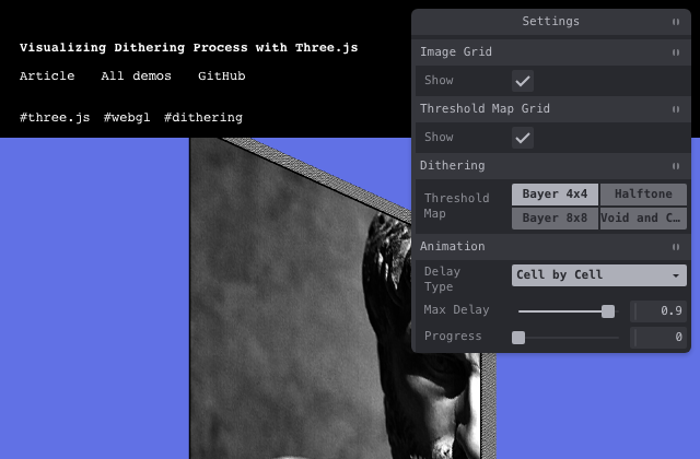Animating 160,000 Cubes in Three.js to Visualize Dithering 정적 미리보기