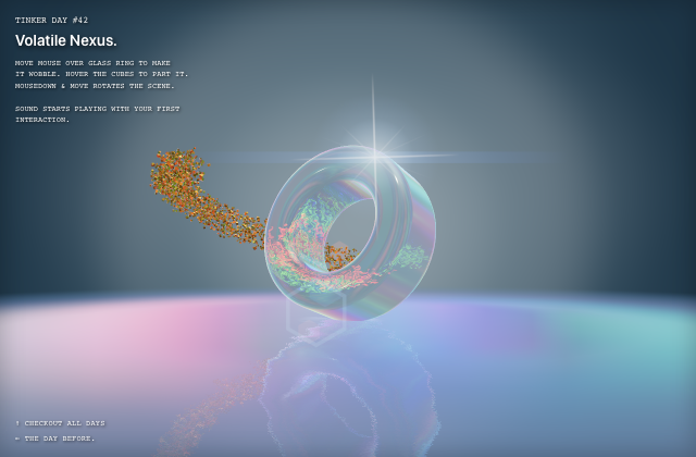 Volatile Nexus: Tinkering with Glass, Caustics, Cubes and Sound in Three.js 정적 미리보기