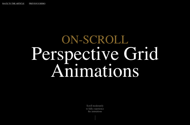 On-Scroll Perspective Grid Animations 정적 미리보기
