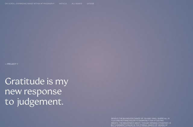 On-Scroll Expanding Image Animation within Typography 정적 미리보기