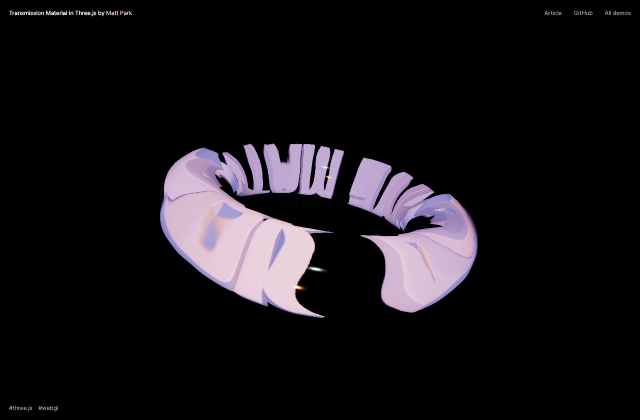 Playing with Light and Refraction in Three.js: Warping 3D Text Inside a Glass Torus 정적 미리보기