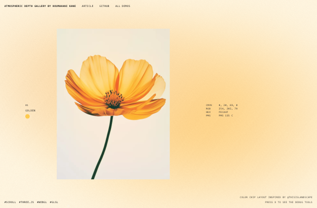 Building a Scroll-Reactive 3D Gallery with Three.js, Velocity, and Mood-Based Backgrounds 정적 미리보기