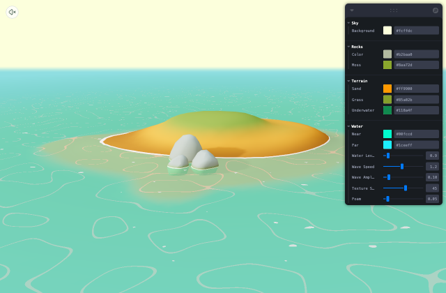 Creating Stylized Water Effects with React Three Fiber 정적 미리보기